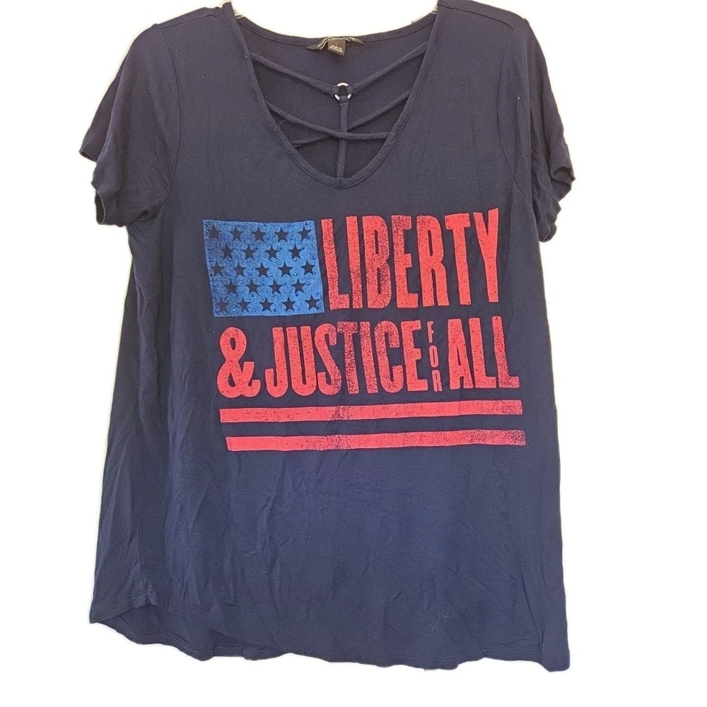 Rock And Republic American Flag USA Liberty Justice Glitter Bling Large - Picture 1 of 4